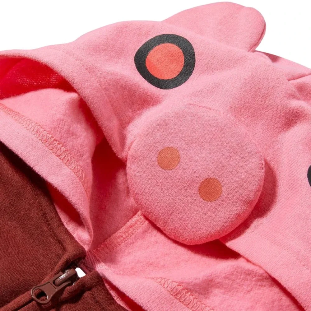 Boys Piggy Cosplay Hooded Sweatshirt Pink/Burgundy Size S - Picture 4 of 4